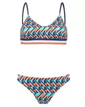 Девичье бикини на бретелях и геометрическим принтом в сочетании с трехцветной резиной DOLORES CORTS, многоцветный