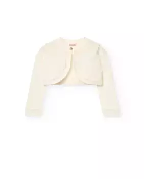 Девичье болеро с волнистой отделкой и застежкой на пуговицы Boboli, белый