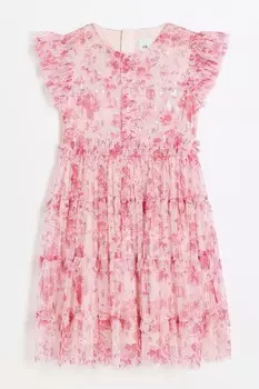 Девичье многослойное платье с цветочным узором River Island, розовый