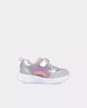 Девичьи кроссовки с подсветкой и застежкой на шнуровке и клеем серебристого цвета Garvaln, серебряный