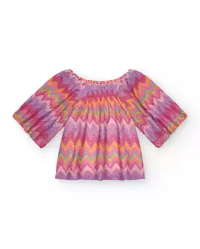 Девичья блузка с принтом зигзаг и рукавами 3/4 Tuc tuc, многоцветный