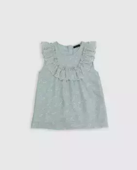 Девичья блузка с рюшами и цветами IKKS, зеленый