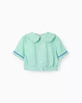 Девичья блузка в полоску из 100% хлопка Zippy, зеленый