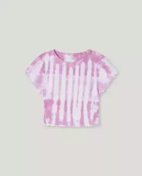 Девичья футболка в рубчик с эффектом тай-дай Pepe Jeans, цвет Rosa