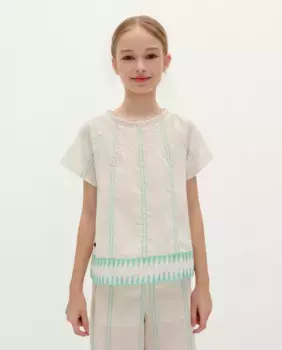 Девичья хлопчатобумажная блузка с застежкой на пуговицы сзади Scalpers, синий