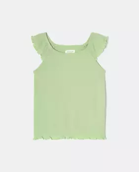 Девичья майка в рубчик Cotton Juice, зеленый