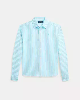 Девичья рубашка с длинным рукавом и вышитой лошадкой Polo Ralph Lauren, голубой
