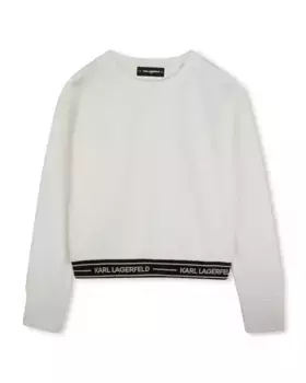Девичий белый свитшот с длинными рукавами Karl Lagerfeld Kids