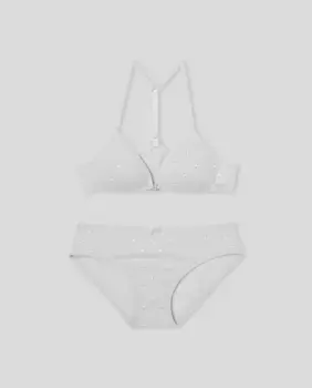 Девичий бюстгальтер на пуговицах и трусики Cotton Juice, серый