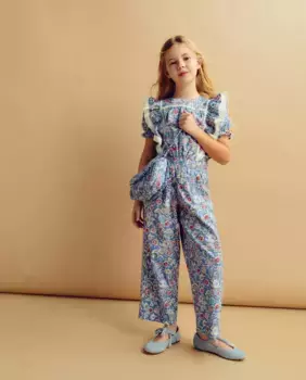 Девичий длинный комбинезон с рюшами Coconut El Corte Ingls, синий