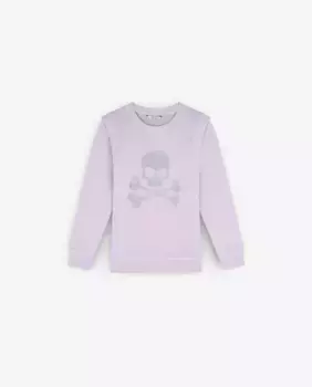 Девичий хлопковый свитшот с черепом в блестках Scalpers, сиреневый