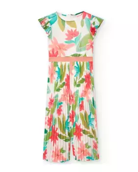 Девичий комбинезон с цветочным принтом и плиссированные брюки Boboli, многоцветный