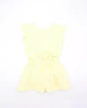 Девичий короткий комбинезон в клетку Fina Ejerique, жёлтый