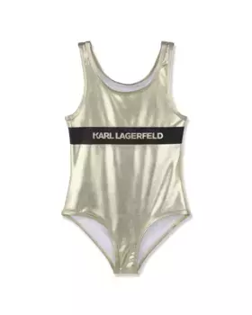 Девичий купальник в простом золоте Karl Lagerfeld Kids, золотой