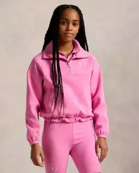 Девичий свитшот на короткой молнии и вышитой лошадкой Polo Ralph Lauren, цвет Rosa