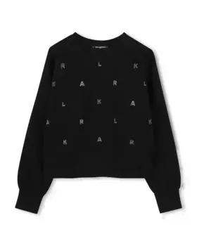 Девичий свитшот с длинными рукавами черного цвета Karl Lagerfeld Kids, чёрный