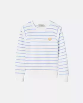 Девичий свитшот с полосатыми подплечниками Silbon, синий