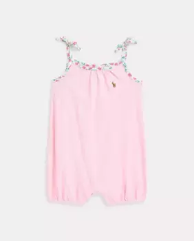 Девочка хлопковый комбинезон с вышитой лошадкой Polo Ralph Lauren, цвет Rosa