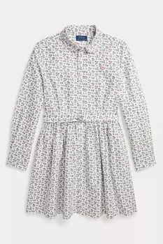 Девочка платье оксфорд с цветочным принтом, 100% хлопок Polo Ralph Lauren, розовый