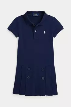 Девочка платье поло в морском стиле стретч Polo Ralph Lauren, синий