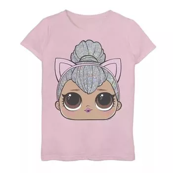 Девочки 7-16 Л.О.Л. Сюрприз! Футболка с изображением большого лица Kitty Queen Licensed Character