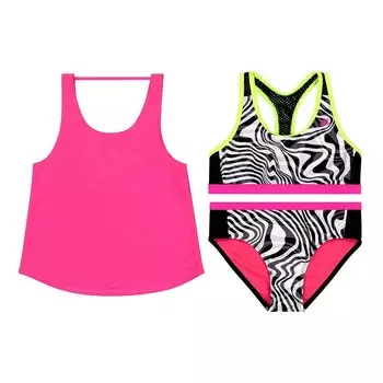 Девочки 7-16 лет ZeroXposur Купальник бикини Action Back с прикрытой майкой, цвет Dazzle