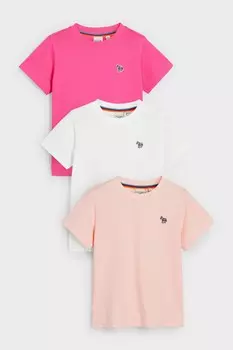 Девочки фирменные футболки из 100% хлопка, 3 шт в упаковке Paul Smith Junior, розовый