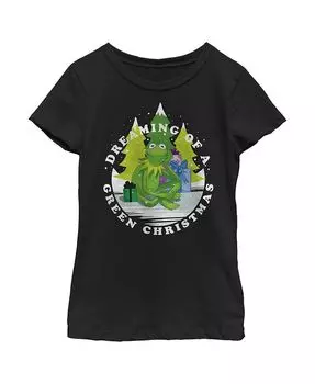 Девочки Маппеты мечтают о зеленой рождественской детской футболке Disney, черный