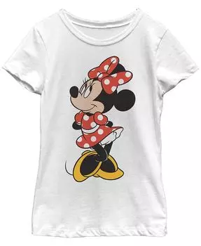 Девочки Микки & Футболка с портретом улыбающейся Минни Маус Друзья Disney, белый