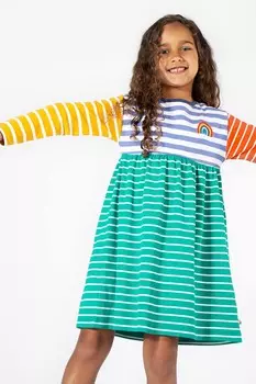 Девочки разноцветное платье хаотч Frugi, синий