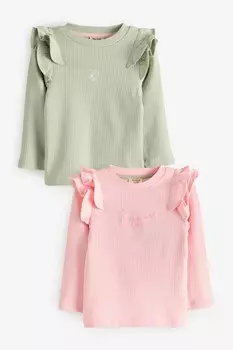 Девочки ребристые топы 2 шт в упаковке River Island, розовый