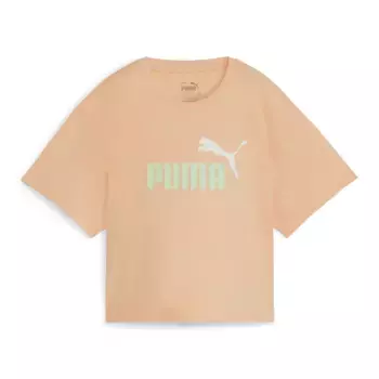 Девочки с логотипом Укороченная футболка Puma для девочек, оранжевый
