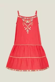 Девочки сарафан с цветочной вышивкой из 100% хлопка Angels By Accessorize, розовый