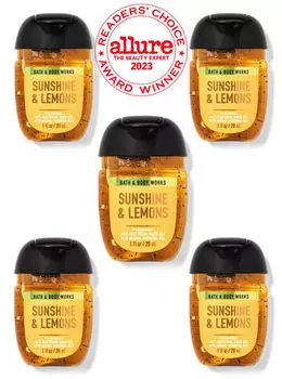 Дезинфицирующие средства для рук PocketBac, 5 шт. в упаковке Sunshine & Lemons, 1 fl oz / 29 mL Each, Bath and Body Works