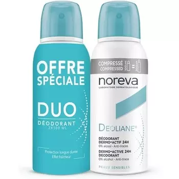 Дезодорант Deoliane Compressed Dermo-Active 24h 100 мл - упаковка из 2 шт. Noreva