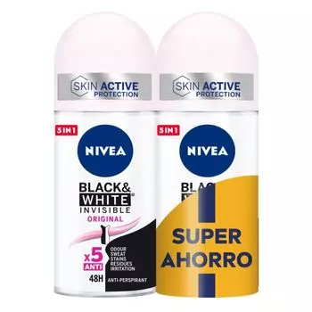 Дезодорант Desodorante Black & White Invisible Original Duplo Ahorro Nivea, 50 ml