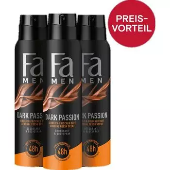 Дезодорант и спрей для тела Dark Passion, ценный набор Fa, 450 ml