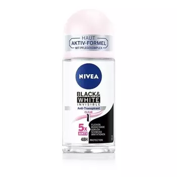Дезодорант шариковый Black & White Invisible Clear 50мл, Nivea