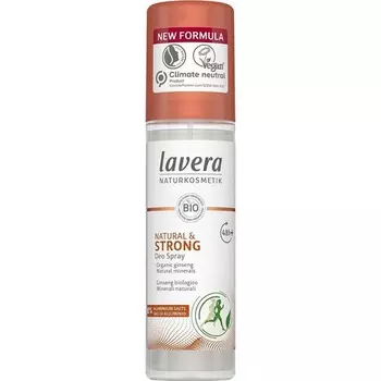 Дезодорант-спрей Natural & Strong 48+ H с органическим женьшенем и натуральными минералами 75 мл, Lavera