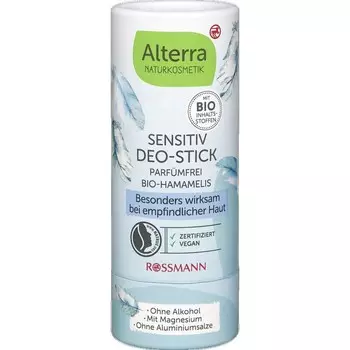Дезодорант-стик Sensitive из органического гамамелиса Alterra NATURKOSMETIK, 40 g