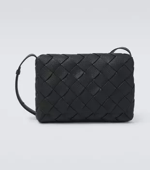 Diago Большая кожаная сумка-портфель Intreccio Bottega Veneta, Black-Silver