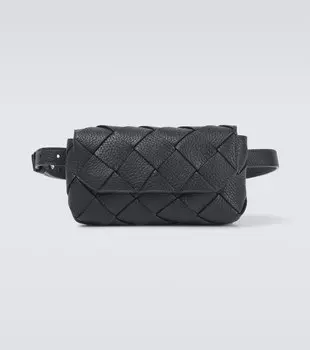 Диаго Интреччо кожаная поясная сумка Bottega Veneta, черный
