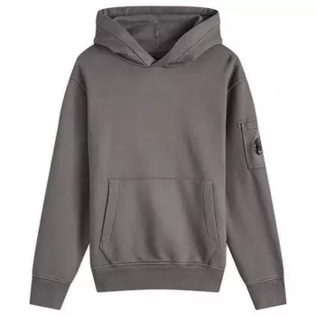 Диагональная худи с флисом и устойчивой окраской C.P. Company, цвет smoked pearl