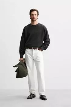Диагональная текстурированная толстовка ZARA, антрацитовый серый