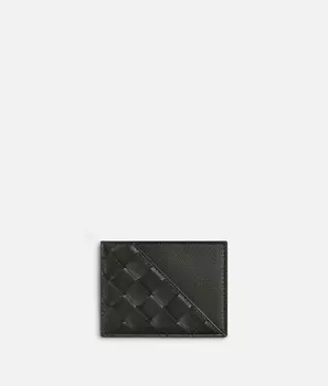 Диагональный футляр для кредитных карт Intrecciato Bottega Veneta, темно-зеленый