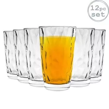 Diamond - Лонг-дринки с рельефом - прозрачные - 470 мл - 12 шт Bormioli