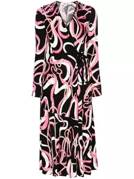 Diane Von Furstenberg платье Anika с принтом Celebration, черный