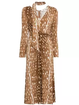 Diane Von Furstenberg платье Marsha с анималистичным принтом, коричневый