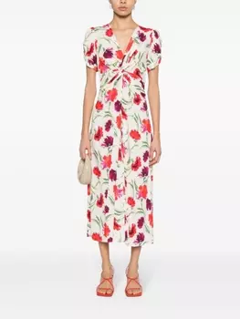 Diane Von Furstenberg платье миди Clark с цветочным принтом, нейтральный цвет