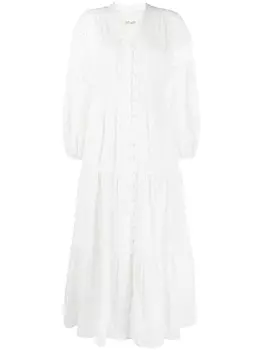 Diane Von Furstenberg платье миди с тюлем пуэн-деспри, белый